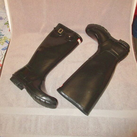 Hunter Tall Waterproof Rain Boots Size 9 Black Winter Snow Barn Work Chore Welly - Picture 1 of 13